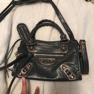 Metallic edge mini city crossbody dupe